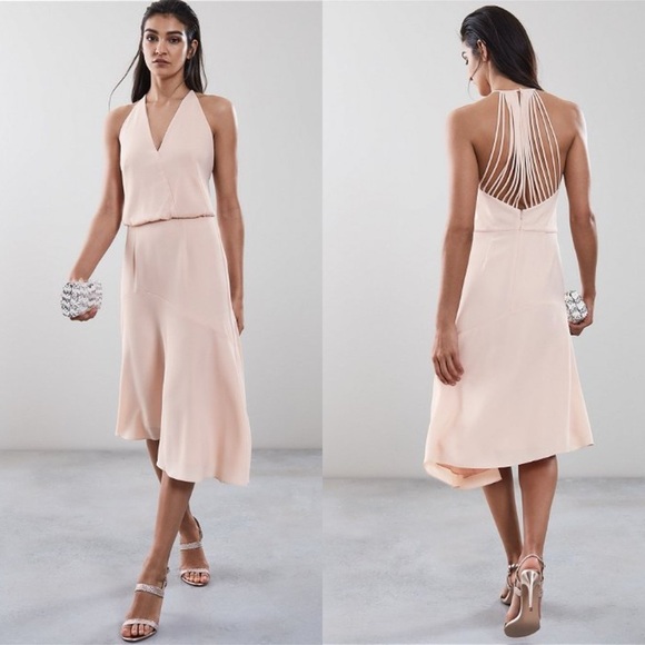 Reiss Pink Talin Strappy Back Midi Dress Size UK14/US10 NWT Flaw (Read) - Picture 5 of 14